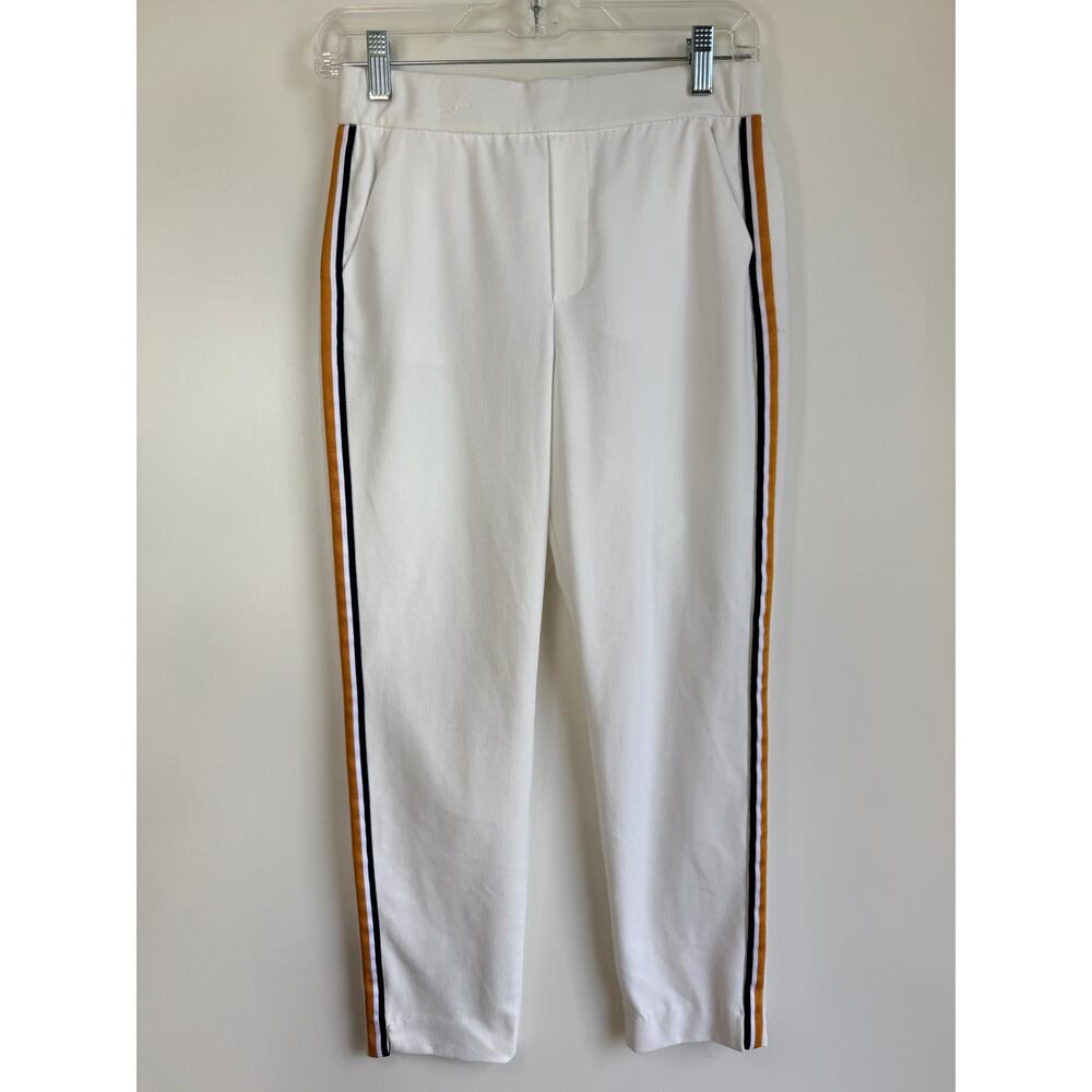 Zara White Trousers Side Stripe Yellow Black Sporty chic Track Pants Size Small - Picture 2 of 11